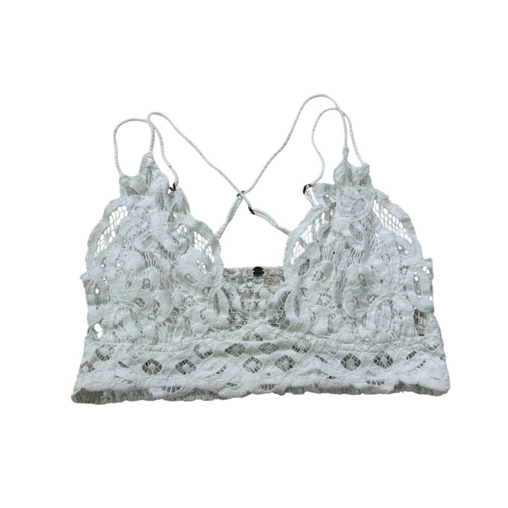 Free People FP One Adella Bralette Medium White Lace Boho Festival Top Summer
